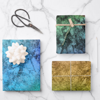 Feuille De Papier Cadeau Arc-en-ciel bleu vert texturé à l'aquarelle