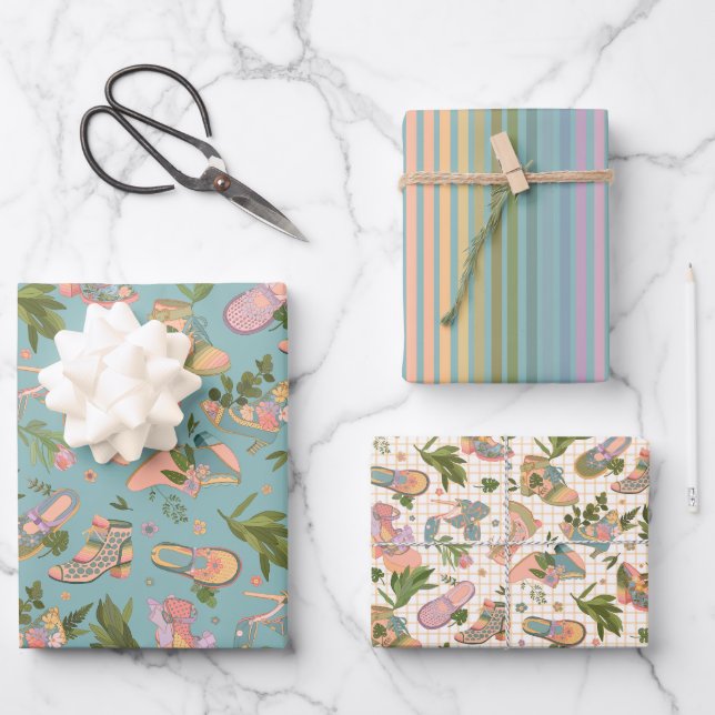 Feuille De Papier Cadeau Arc en ciel Collection de chaussures envelopper ca (Recto)