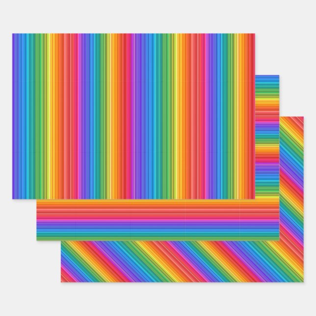 Feuille De Papier Cadeau Arc-en-ciel - Enveloppement Abstrait (Lot)