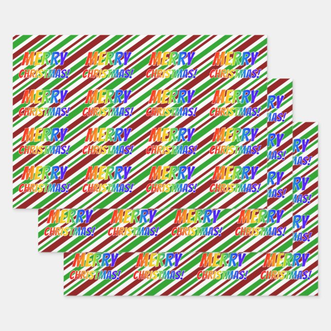 Feuille De Papier Cadeau Arc en ciel "Joyeux NOËL !", fêtes de Noël (Lot)