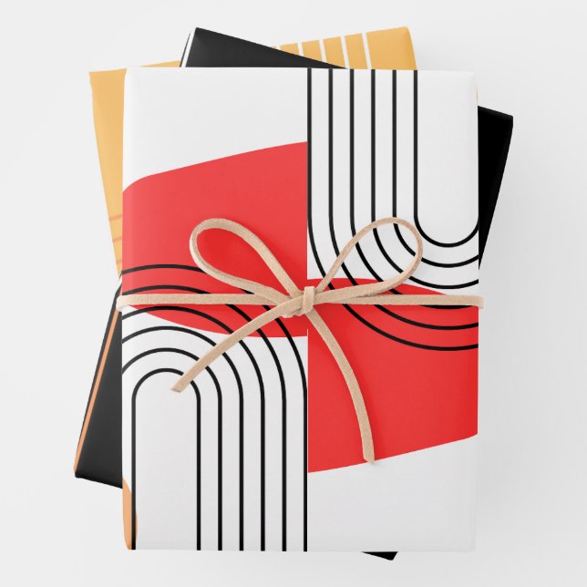 Feuille De Papier Cadeau arche moderne contemporaine art ligne minima Cadea (En situation)