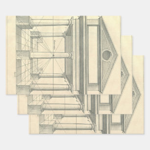 Feuille De Papier Cadeau Architecture vintage, Portico romain avec Colonnes