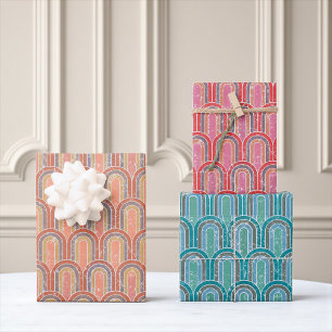Feuille De Papier Cadeau Arcs Art déco Rétro géométrique