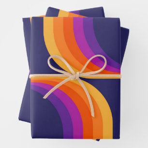 Feuille De Papier Cadeau Arcs colorés de style rétro