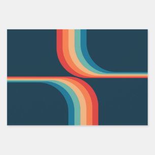Feuille De Papier Cadeau Arcs colorés de style rétro