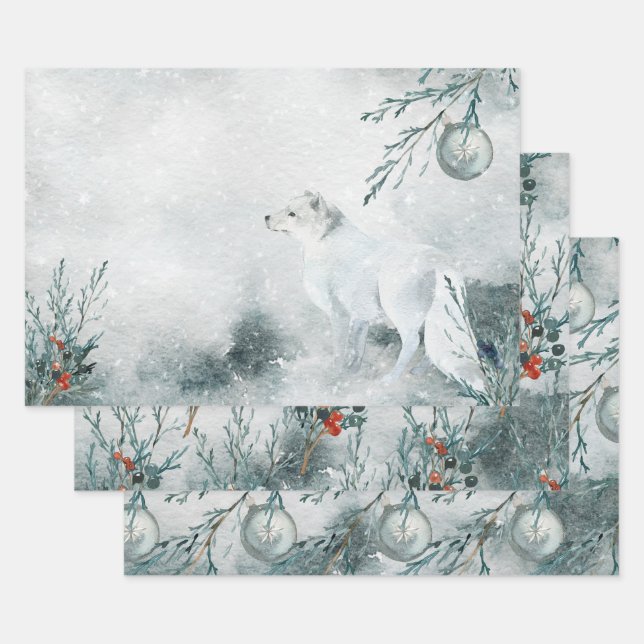 Feuille De Papier Cadeau Arctic Fox Winterland (Lot)