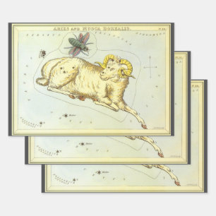 Feuille De Papier Cadeau Aries Ram, Constellation Vintage, Miroir d'Uranie