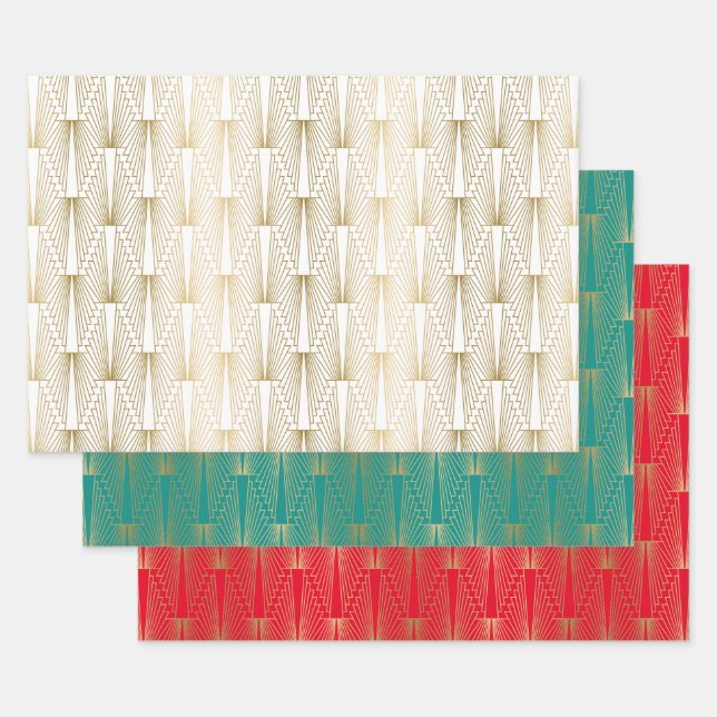 Feuille De Papier Cadeau Arrière - plan personnalisé motif Gold art-déco (Lot)