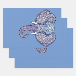 Feuille De Papier Cadeau Art à l'éléphant au henné