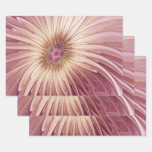 Feuille De Papier Cadeau Art Abstrait Fractal Fleur & Tons de Bourgogne