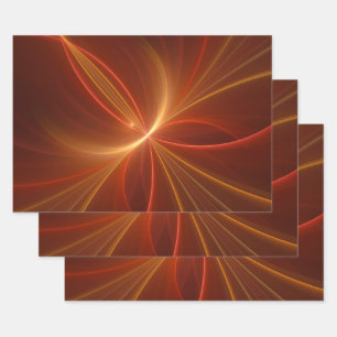 Feuille De Papier Cadeau Art abstrait fractal mystique Couleurs chaudes mod