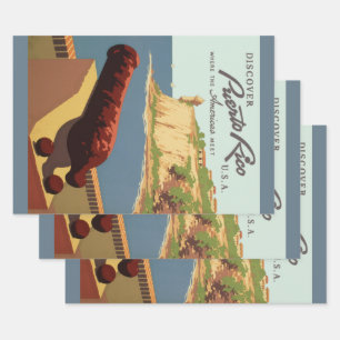 Feuille De Papier Cadeau Art de l'affiche de voyage vintage, Découvrez Port