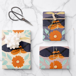 Feuille De Papier Cadeau Art de motif de papillon de nuit Cottagecore Con