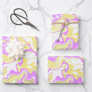 Feuille De Papier Cadeau Art de tourbillon abstrait avec des couleurs paste