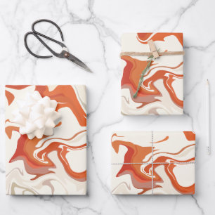 Feuille De Papier Cadeau Art de tourbillon abstrait avec des tons orange et