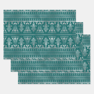 Feuille De Papier Cadeau Art déco Turquoise et argenté