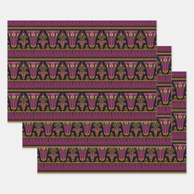 Feuille De Papier Cadeau Art déco violet et or (Lot)