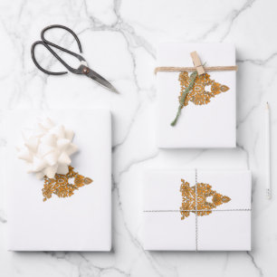 Feuille De Papier Cadeau Art Floral Paisley ・ Décor Boho Orange