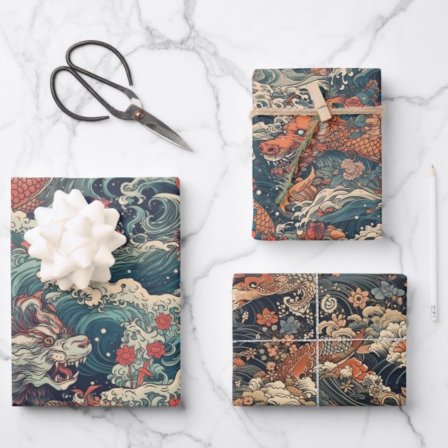 Feuille De Papier Cadeau Art japonais du tatouage (Recto)