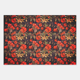 Feuille De Papier Cadeau Art Motif des fleurs de Balsam antique