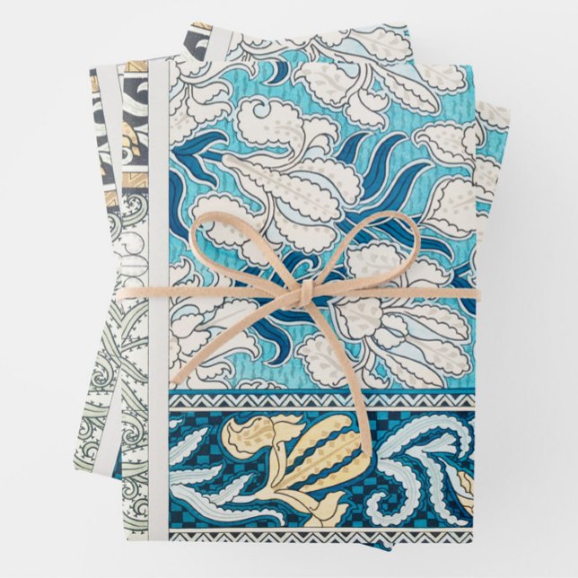 Feuille De Papier Cadeau Art nouveau iris lilerie floral art (Créateur téléchargé)