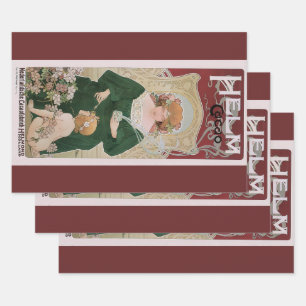 Feuille De Papier Cadeau Art Nouveau vintage Helm Cacao par Privat Livemont