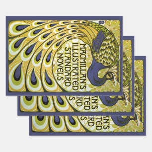 Feuille De Papier Cadeau Art Nouveau vintage, plume de paon Macmillan
