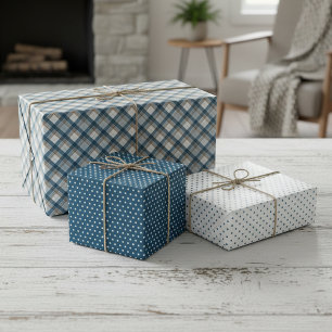Feuille De Papier Cadeau Art Plaid Et Pois Élégant