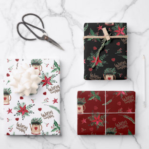 Feuille De Papier Cadeau Art populaire Noël Vacances Chaleureux Voeux Motif
