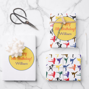 Feuille De Papier Cadeau Arts martiaux Japon Karate Fun Boy Anniversaire de