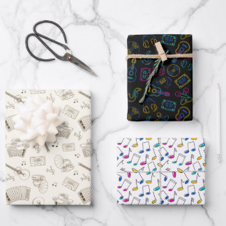 Feuille De Papier Cadeau Arts musicaux simples et colorés