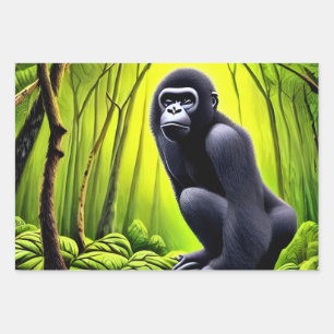 Feuille De Papier Cadeau Artsy Abstrait Jungle Gorilla