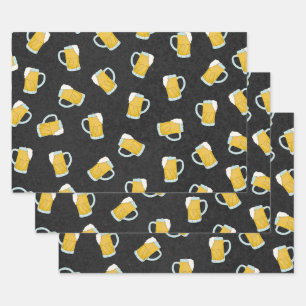 Feuille De Papier Cadeau Artsy Modern Yellow Black Watercolor Beer Stein