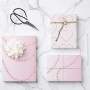 Feuille De Papier Cadeau Assez Chic Perles Roses pour une Mariée