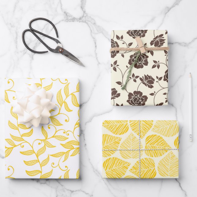 Feuille De Papier Cadeau Assez Élégante Crème Jaune Douce Brown Personnalis (Recto)