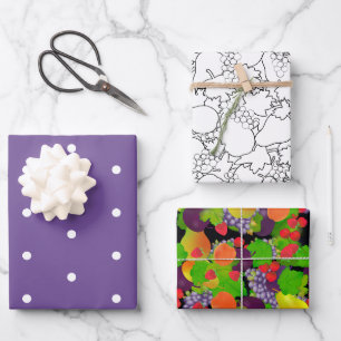Feuille De Papier Cadeau Assortiment de fruits et pourpre