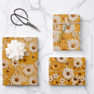 Feuille De Papier Cadeau Assortiment en cuir daisy et tournesol