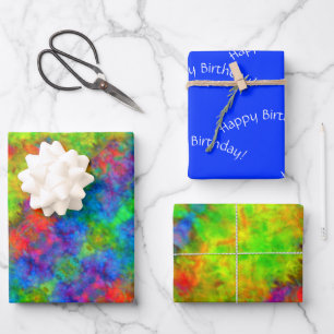 Feuille De Papier Cadeau [Atomic Tie-Dye] Set of Psychedelic Rainbow Color