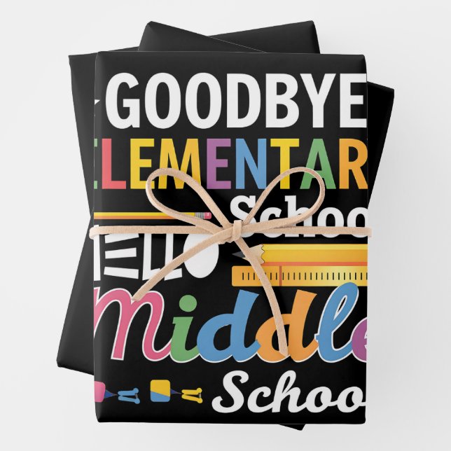 Feuille De Papier Cadeau Au revoir école primaire Bonjour collège (En situation)