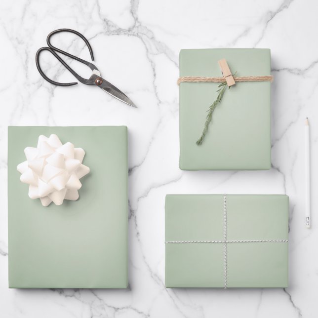 Feuille De Papier Cadeau Aura Vert Sage (Recto)