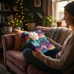 Feuille De Papier Cadeau Aurore Boréale Paysage de rêves 3D : Conception ét