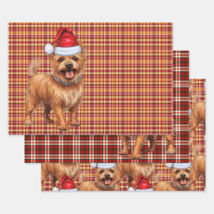 Feuille De Papier Cadeau Australian Terrier Christmas Dog Red Plaid