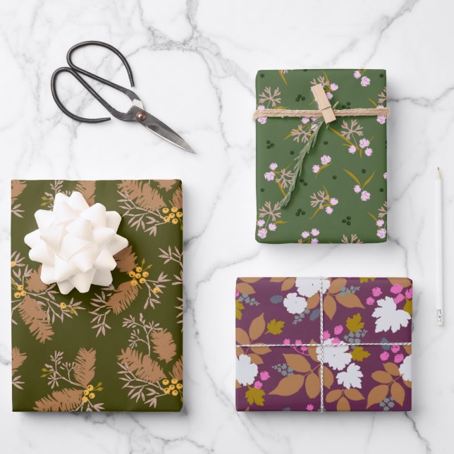 Feuille De Papier Cadeau Automne à l'hiver dans Célébration Enveloppement P (Recto)