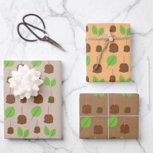 Feuille De Papier Cadeau Automne Candy Pommes verdure