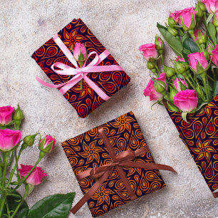Feuille De Papier Cadeau Automne Fleur Abstraite Paisley Motif Orange Autom