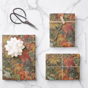 Feuille De Papier Cadeau Automne Jeu Oreiller Café Flacon Flacon Pilier Bou