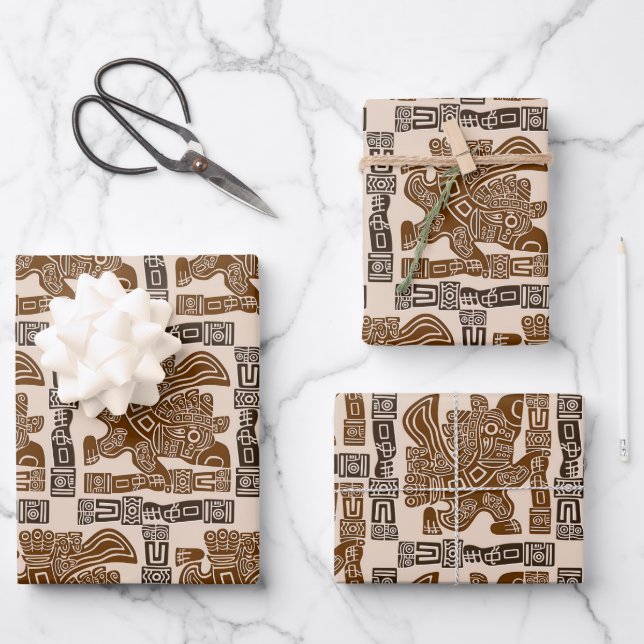 Feuille De Papier Cadeau Aztec Eagle Guerrier Tribal Art antique (Recto)