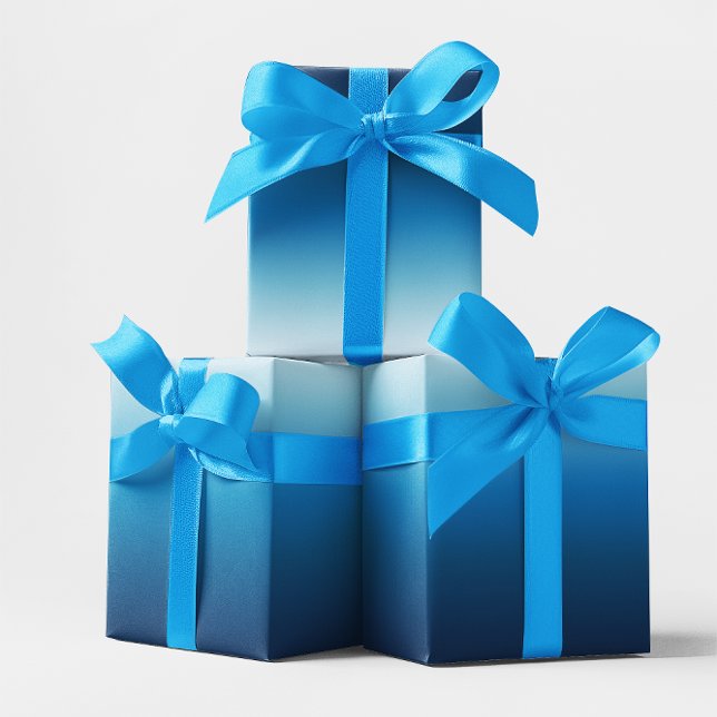 Feuille De Papier Cadeau Azure Sky to Ocean Blue Ombre (Azure Sky to Ocean Blue Ombre Wrapping Paper Sheets)