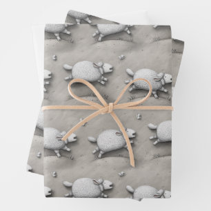Feuille De Papier Cadeau Baa Relief Happy Galloping Sheep (petite échelle)
