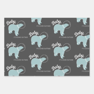 Feuille De Papier Cadeau Baby It's Covid Outside Animal Wrapping Paper Sets
